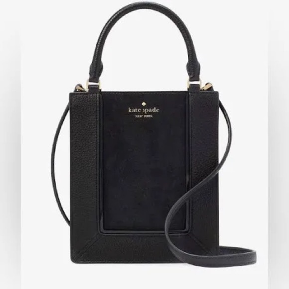 kate spade Handbags - *KATE SPADE* Black Leather Lena Mini Tote Crossbody w/ Gold Logo